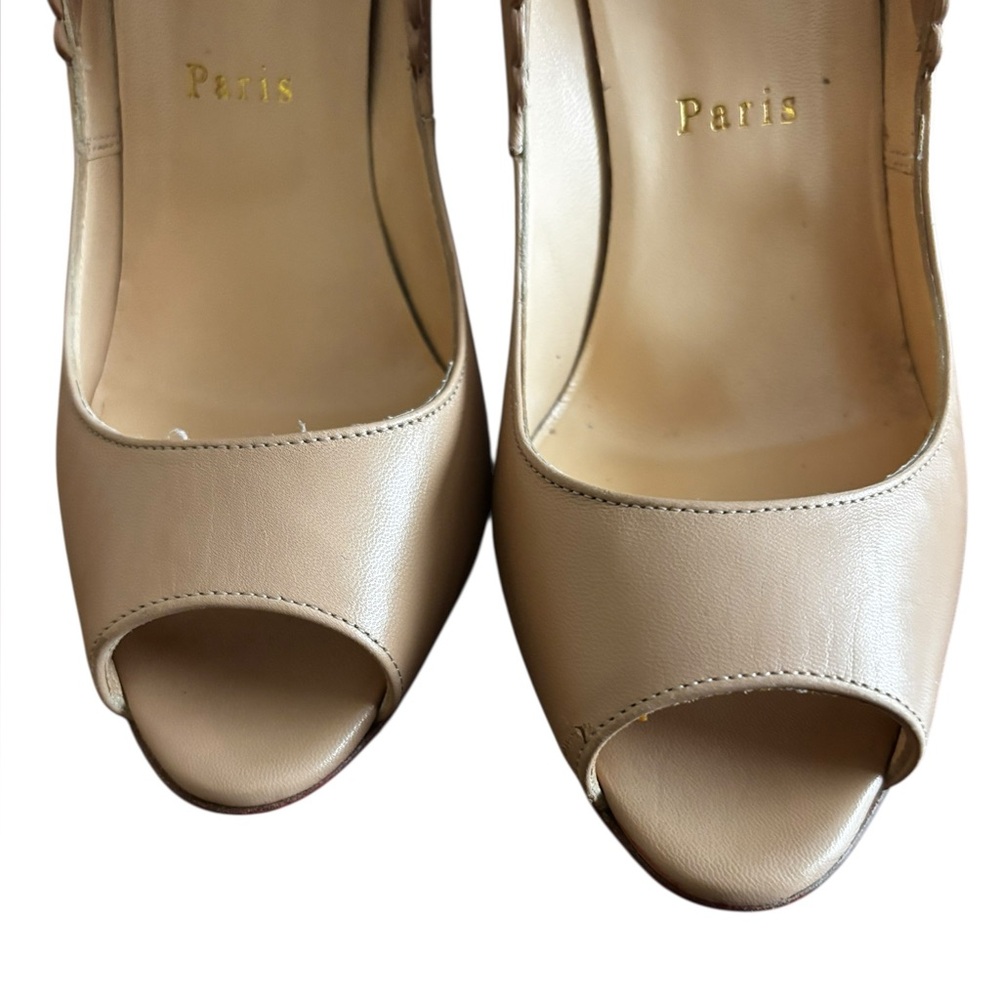 Christian Louboutin Pijonina 120 Peep Toe Scalloped Pumps Size 37.5 - Picture 7 of 15
